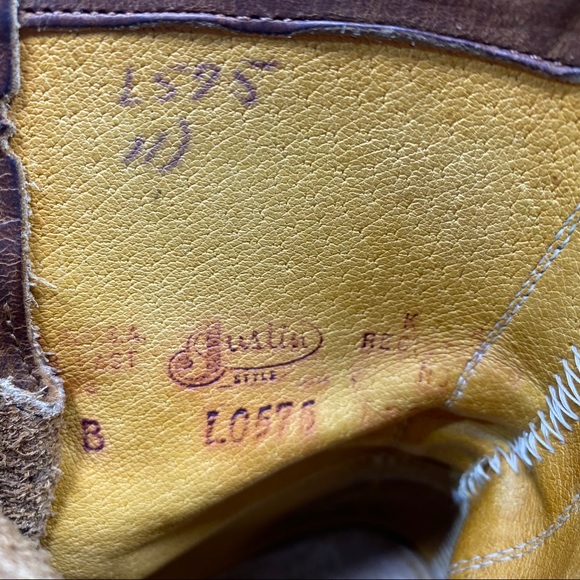 Justin Boots Brown Lace Up 4833 7B - Picture 10 of 11